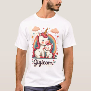 Gigicorn Vintage Einhorn Mutter und Baby Regenboge T-Shirt
