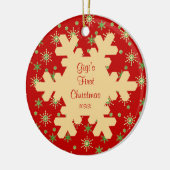 Gigis erstes Weihnachtsrote Keramikornament (Links)