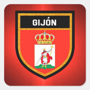 Gijón Flag Quadratischer Aufkleber