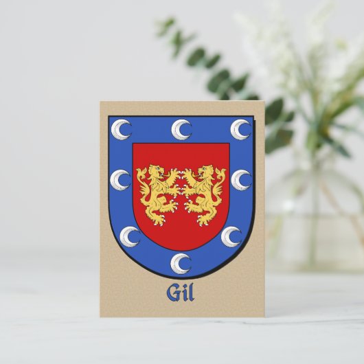 Gil Ancestral Heraldic Shield Postkarte (Stehend Vorderseite)