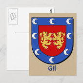 Gil Ancestral Heraldic Shield Postkarte (Vorne/Hinten)