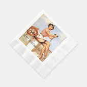 Gil Elvgren Button Up Tragen Kapitän Hut Binocular Serviette (Ecke)