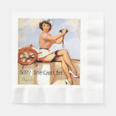 Gil Elvgren Button Up Tragen Kapitän Hut Binocular Serviette (Vorderseite)