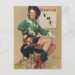 Gil Elvgren ♡ Vintages Button auf Mädchen ♡ Postkarte