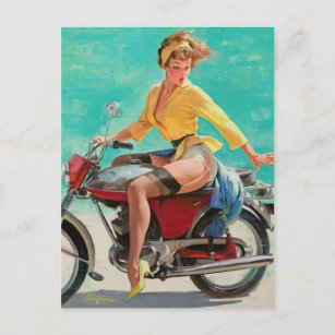 Gil Elvgren Vintages Button auf Mädchen Postkarte