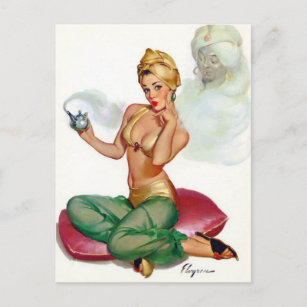 Gil Elvgren    - Vintages Button Postkarte