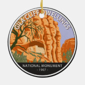 Gila Cliff Dwellings National Monument Circle Keramik Ornament (Hinten)