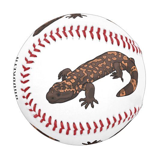 Gila Monster Cartoon Illustration Baseball (Vorderseite Links)
