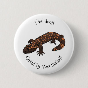 Gila Monster Cartoon Illustration Button
