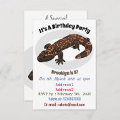 Gila Monster Cartoon Illustration Einladung (Vorne/Hinten)