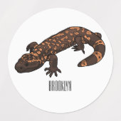 Gila Monster Cartoon Illustration Etiketten (Design 2)