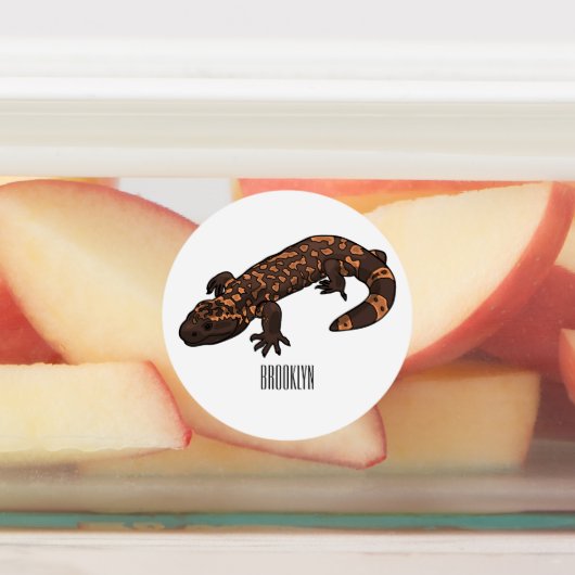 Gila Monster Cartoon Illustration Etiketten (Befestigt)