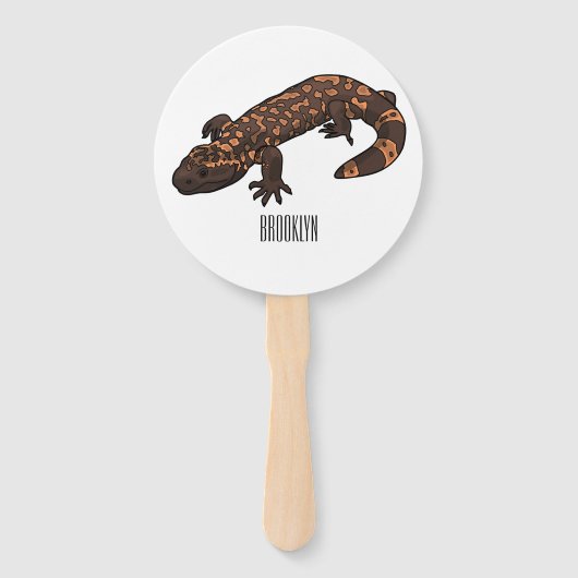 Gila Monster Cartoon Illustration Fächer (Vorderseite)