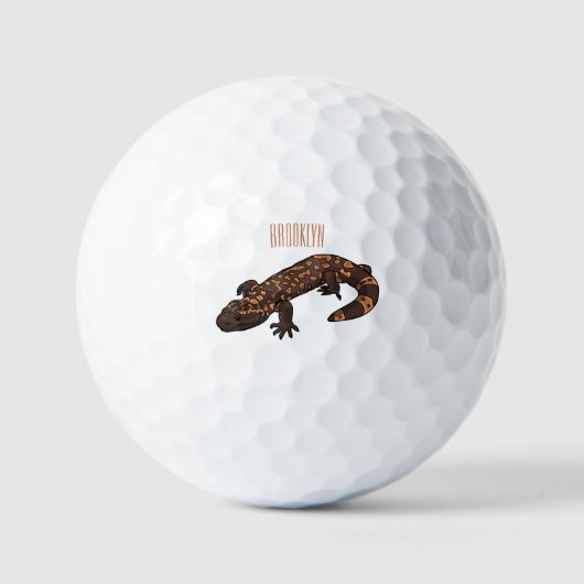 Gila Monster Cartoon Illustration Golfball (Vorderseite)