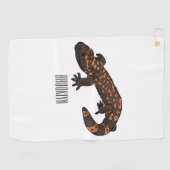 Gila Monster Cartoon Illustration Golfhandtuch (Horizontal)