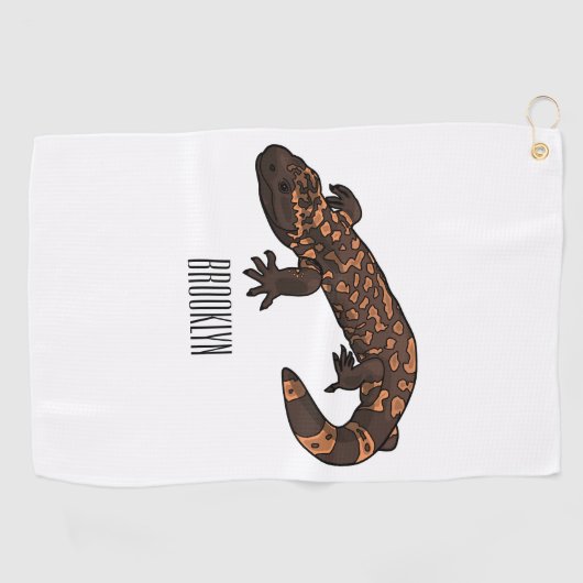 Gila Monster Cartoon Illustration Golfhandtuch (Horizontal)