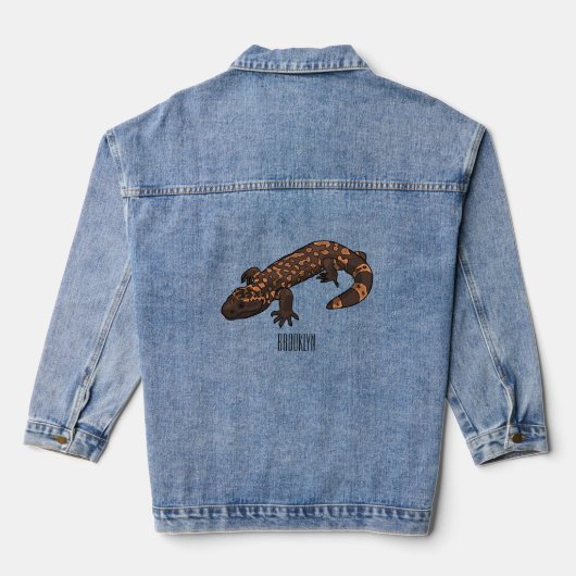 Gila Monster Cartoon Illustration Jeansjacke (Rückseite)