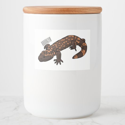 Gila Monster Cartoon Illustration Lebensmitteletikett (Vorderseite)