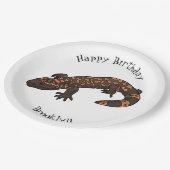 Gila Monster Cartoon Illustration Pappteller (Schrägansicht)