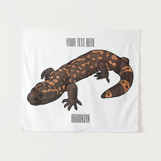 Gila Monster Cartoon Illustration Wandteppich (Vorderseite (Horizontal))