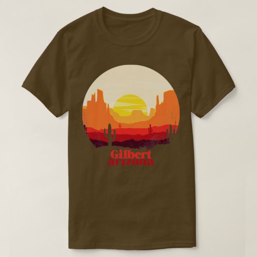 Gilbert Arizona Desert Illustration Vintag Souven T-Shirt (Design vorne)