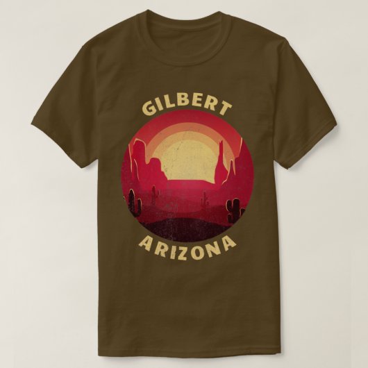 Gilbert Arizona Desert Illustration Vintag Souven T-Shirt (Design vorne)