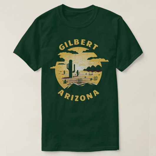 Gilbert Arizona Desert Illustration Vintag Souven T-Shirt (Design vorne)
