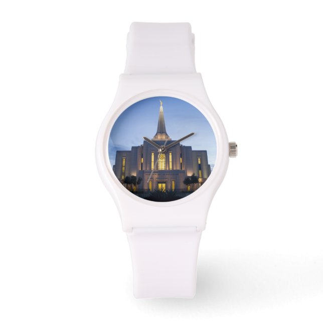 Gilbert Arizona LDS Temple White Silicon Watch Armbanduhr (Vorderseite)