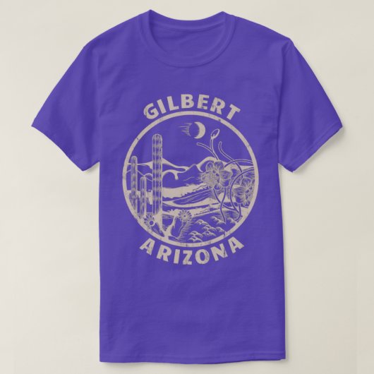Gilbert Arizona Linocut Distressed Desert Illustra T-Shirt (Design vorne)