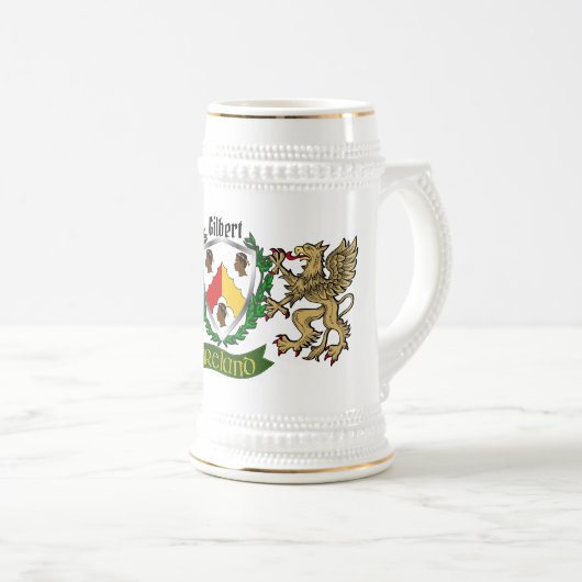 Gilbert Irish Shield Beer Stein Bierglas (VorderseiteRechts)
