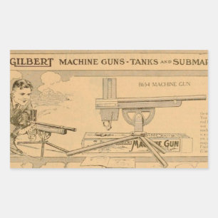 Gilbert Spielzeug-Maschinengewehr 1919 Rechteckiger Aufkleber
