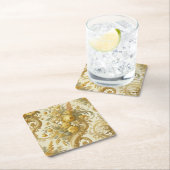 Gilde Gold - Barockblumenkissen Rechteckiger Pappuntersetzer (Vor Ort)