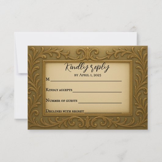 Gilde in Gold Wedding RSVP Card Karte (Vorderseite)