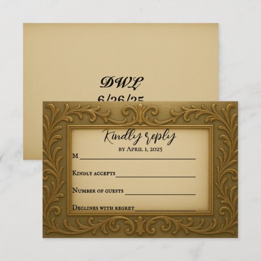 Gilde in Gold Wedding RSVP Card Karte (Vorne/Hinten)