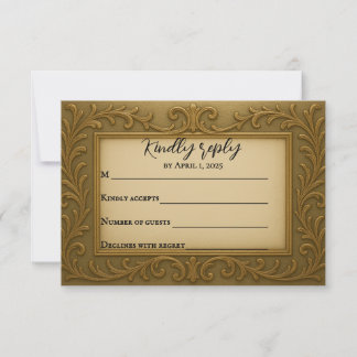 Gilde in Gold Wedding RSVP Card Karte