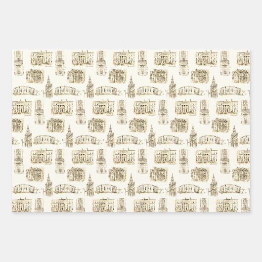 Gilded Age Architecture Buffalo NY Pen & Ink Wrapp Geschenkpapier Set (Vorderseite 2)