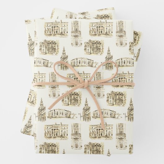 Gilded Age Architecture Buffalo NY Pen & Ink Wrapp Geschenkpapier Set (Beispiel)