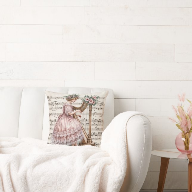 Gilded Age Harpist für Notenmusik Kissen (Liege)