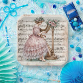 Gilded Age Harpist für Notenmusik Pappteller (Party)