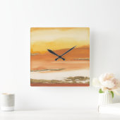 Gilded Amber I v2 Abstract Print Quadratische Wanduhr (Zuhause)