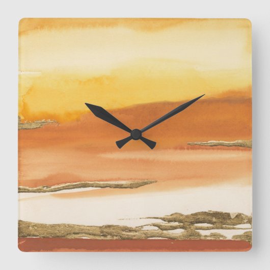 Gilded Amber I v2 Abstract Print Quadratische Wanduhr (Vorderseite)