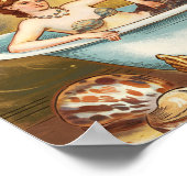 Gilded Antique Mermaid in Bath Poster (Ecke)