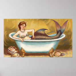 Gilded Antique Mermaid in Bath Poster