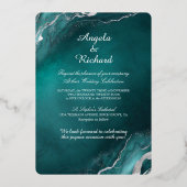 Gilded Aquamarin Elegance Wedding Einladung (Vorderseite)
