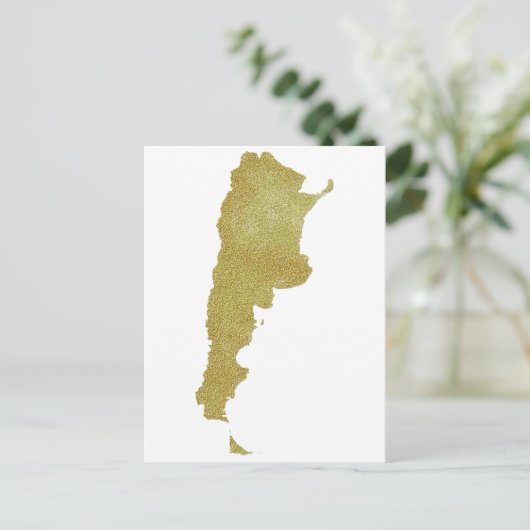 Gilded Argentina Map - Argentinien Dorada Postkarte (Stehend Vorderseite)