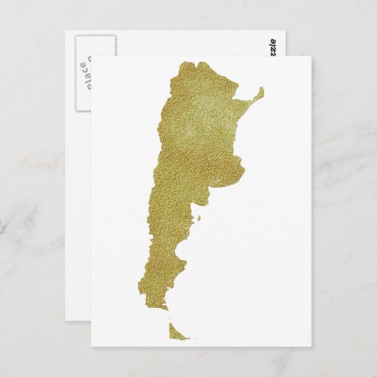 Gilded Argentina Map - Argentinien Dorada Postkarte (Vorne/Hinten)