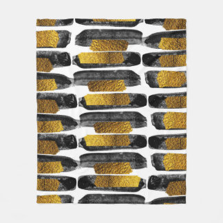 Gilded Artistry: Black & Gold Abstrakt Fleecedecke