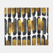 Gilded Artistry: Black & Gold Abstrakt Fleecedecke (Vorderseite (Horizontal))