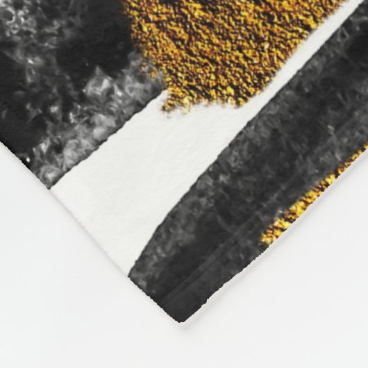 Gilded Artistry: Black & Gold Abstrakt Fleecedecke (Ecke)