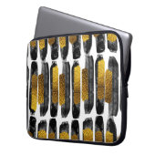 Gilded Artistry: Black & Gold Abstrakt Laptopschutzhülle (Vorderseite Links)